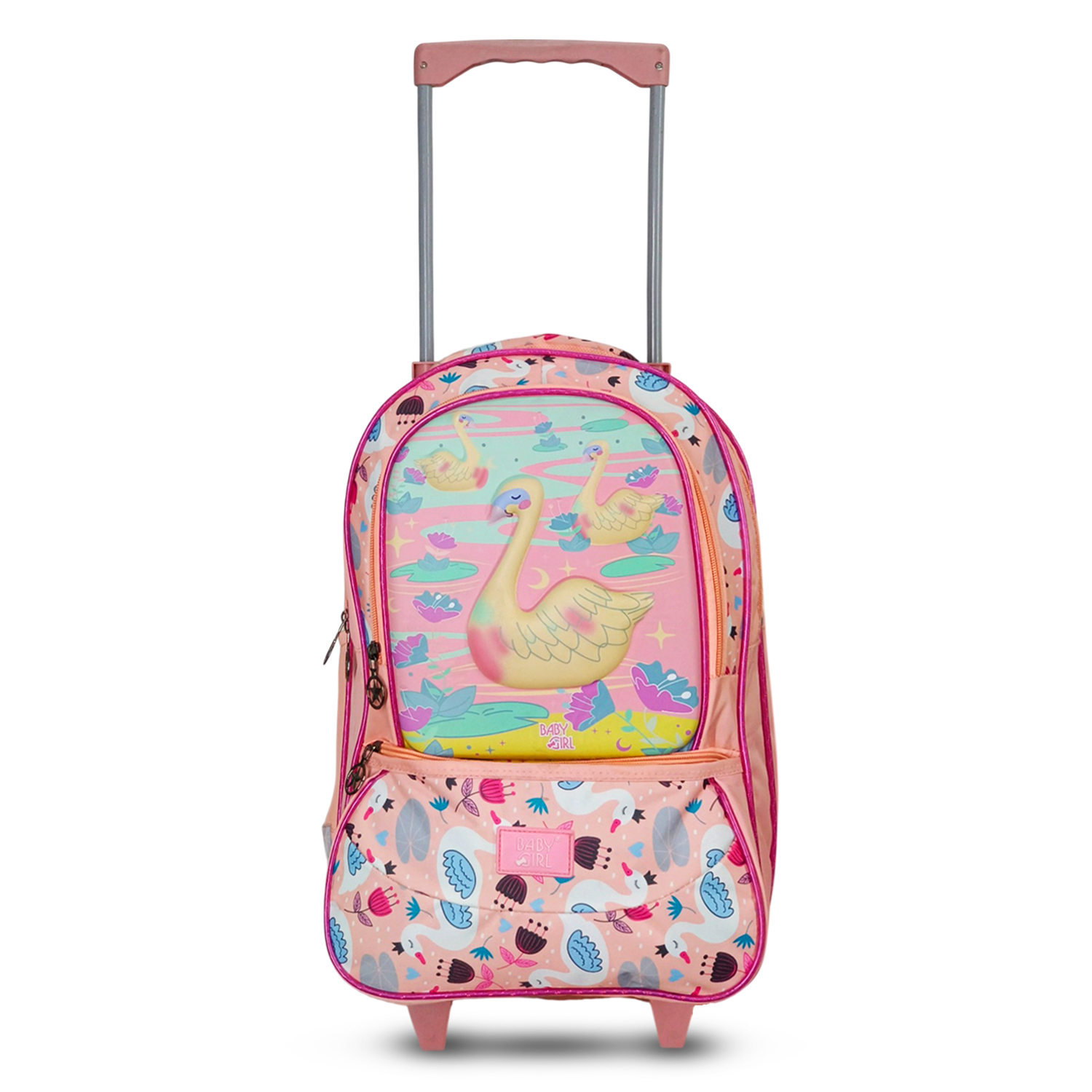 Little Munchkins Girls Trolley School Bag | Stitch Angel Print | 18 Inch Wheeled Backpack | 2-in-1 Trolley + Backpack | School Bags for Girls Class 1–5