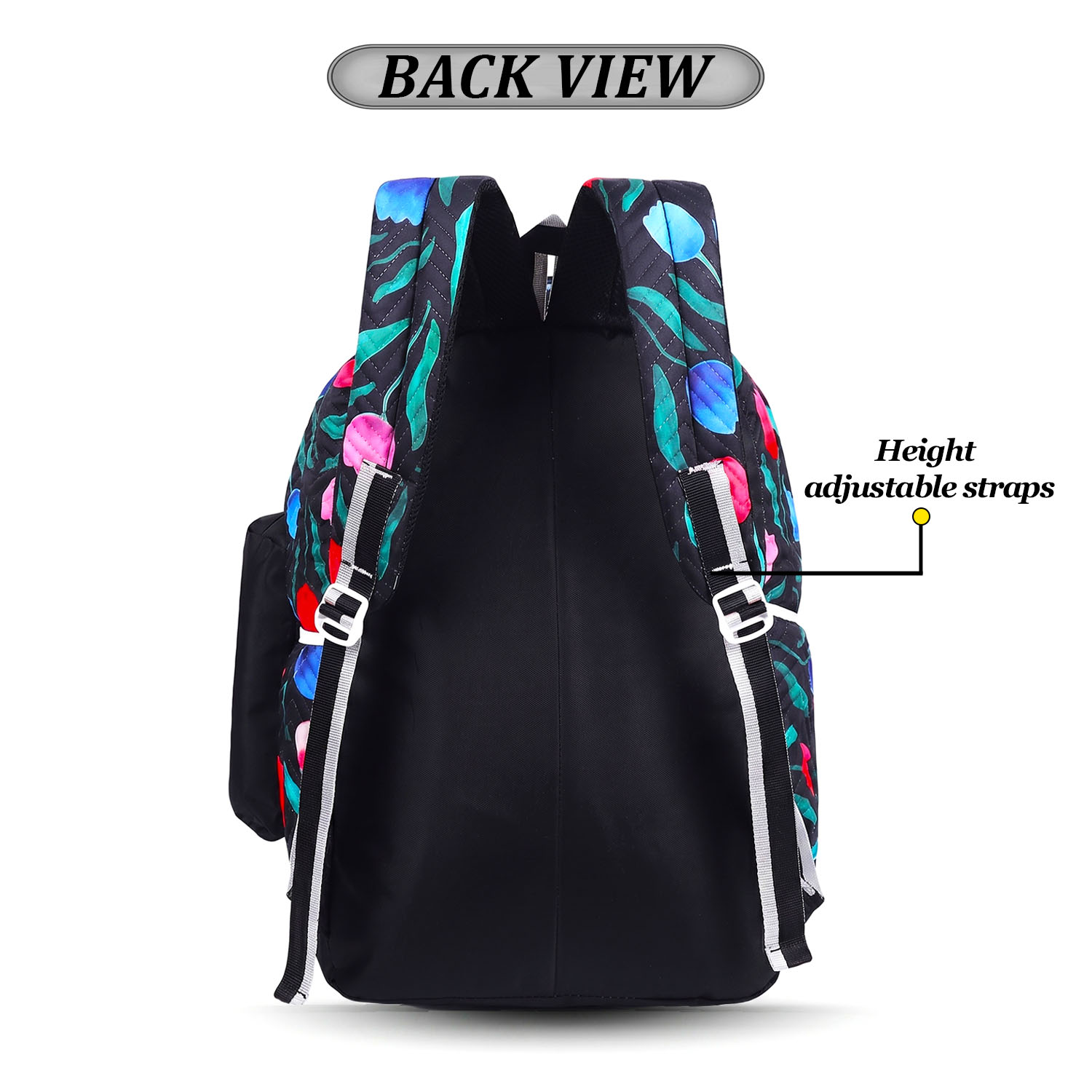 Cute Black Kids printed School Backpack | 30L Capacity Multi Pocket School Bag for Girls with Pouch view 4